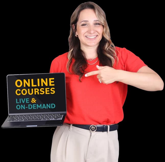 Margaryta Kuzmin presenting online courses, live and on-demand